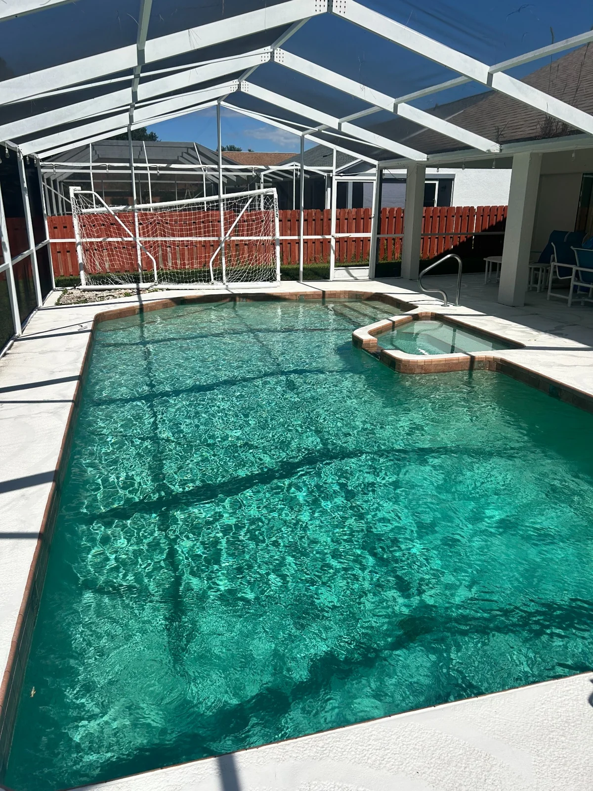 Screened pool and raised spa